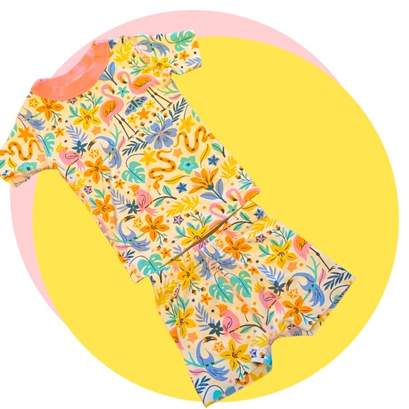Hanna Andersson Other - Hanna Andersson short john pajamas in Flamingo Floral sz 3T EUC